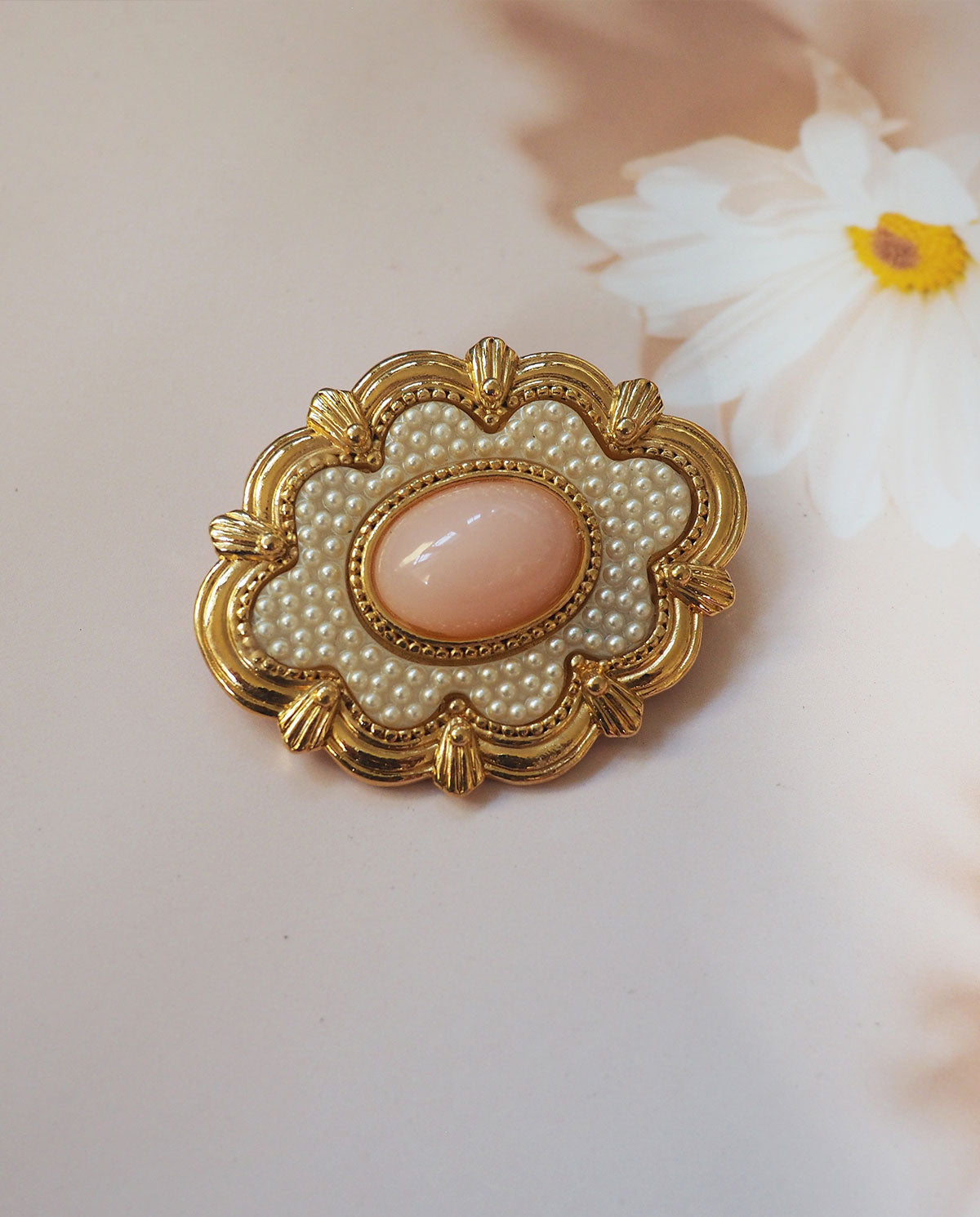 Pearl Pink Enamel Brooch