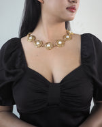 Load image into Gallery viewer, Gold Tone with Faux Pearl Statement Necklace
