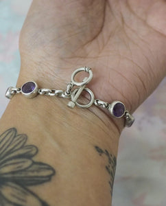 Purple Stone Silver Tone Bracelet