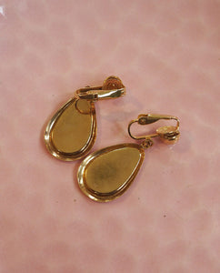 Red Enamel Dangle Clip Ons