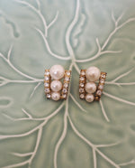 Load image into Gallery viewer, Rhinestone Pierced Faux Pearl Earrings
