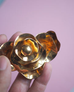 Gold Tone Rose Brooch