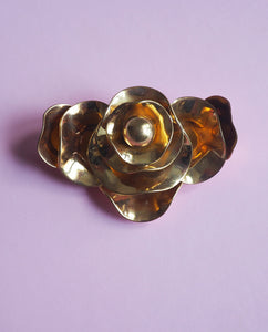 Gold Tone Rose Brooch