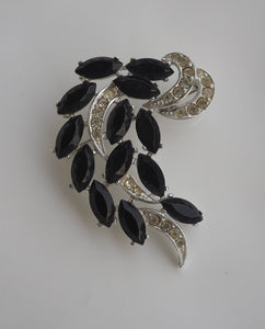 Sarah Coventry Black Rhinestone Brooch