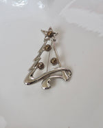 Load image into Gallery viewer, Silver Tone Christmas Tree Brooch
