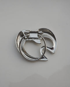 Abstract Shaped Silvertone Scarf Clip