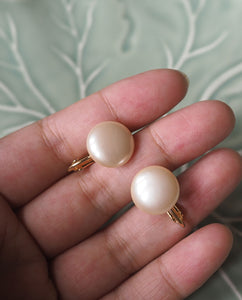 Gold Tone Faux Pearl Clip Screwbacks