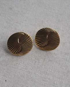 Gold Tone Textured Round Earrings