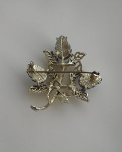 Blue Leaf Silver Tone Brooch