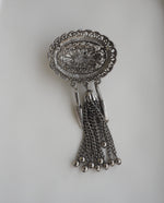 Load image into Gallery viewer, Large Silver Brooch with Tassels
