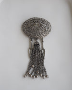 Load image into Gallery viewer, Large Silver Brooch with Tassels
