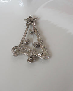 Silver Tone Christmas Tree Brooch