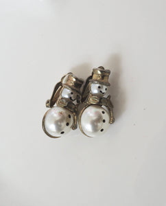 Snowman Clip On Earrings