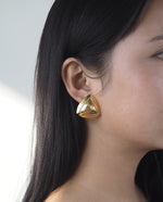 Load image into Gallery viewer, Traingle Gold Tone Earrings
