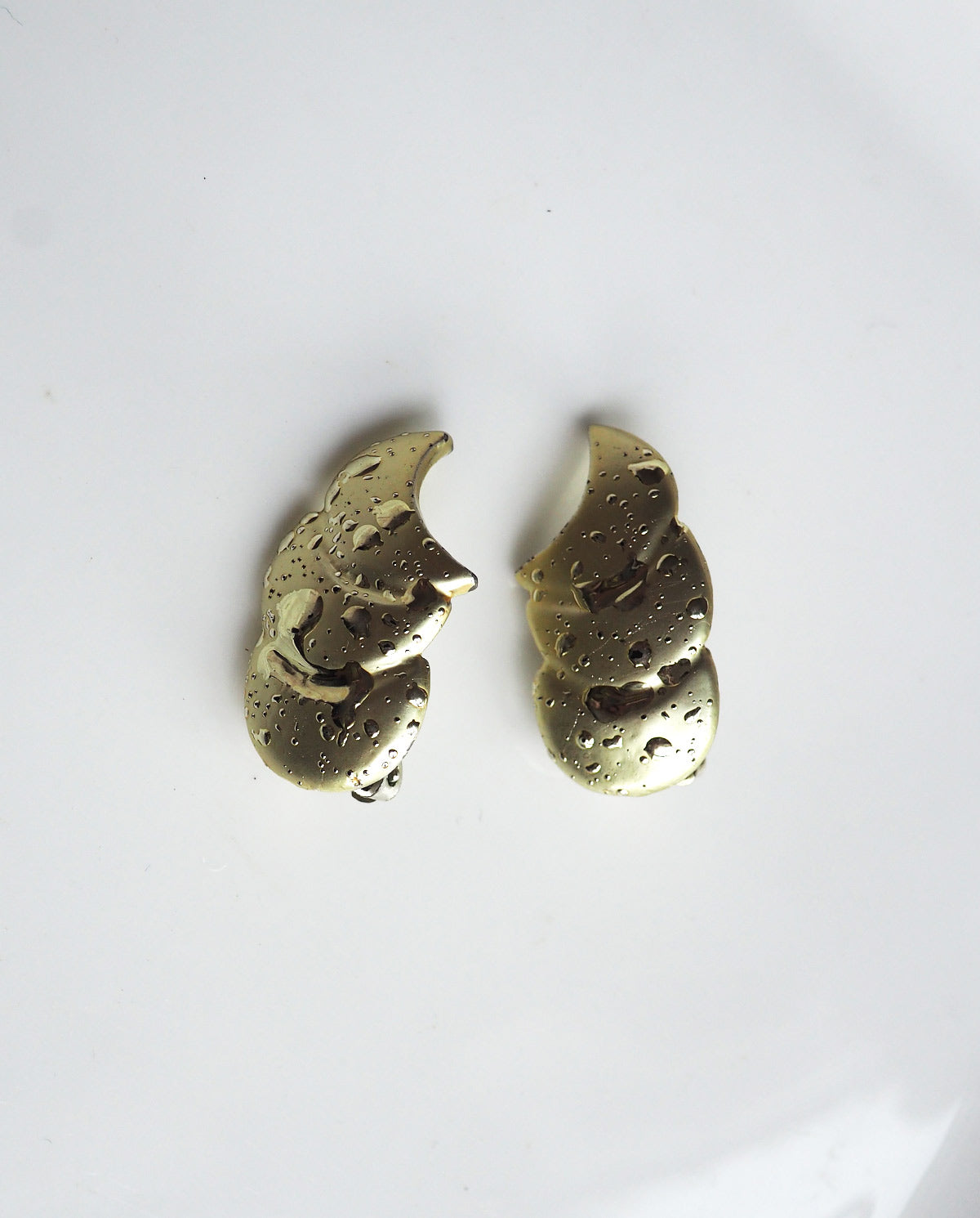 Water Droplet Gold Tone Clip Ons