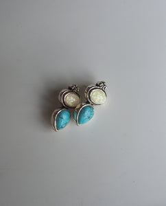 White Blue Pierced Earrings