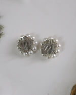 Load image into Gallery viewer, Silver Tone White Faux Pearl Clips
