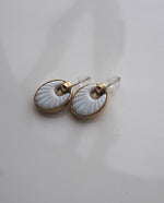 Load image into Gallery viewer, Double Side Gold Tone White Pierced Earring
