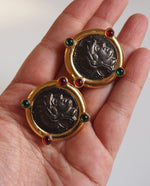 Load image into Gallery viewer, Vintage Woman Cabochon Rhinestone Earrings
