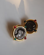 Load image into Gallery viewer, Vintage Woman Cabochon Rhinestone Earrings
