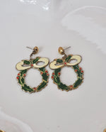 Load image into Gallery viewer, Christmas Wreath Pierced Earrings
