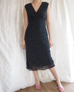 Load image into Gallery viewer, Black Flowy Silk Midi Dress
