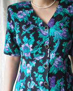 Load image into Gallery viewer, Blue-Floral-Button-Down-Dress-4
