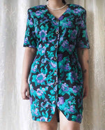 Load image into Gallery viewer, Blue-Floral-Button-Down-Dress

