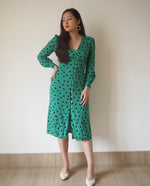 Load image into Gallery viewer, Green Polka A-Line Dress
