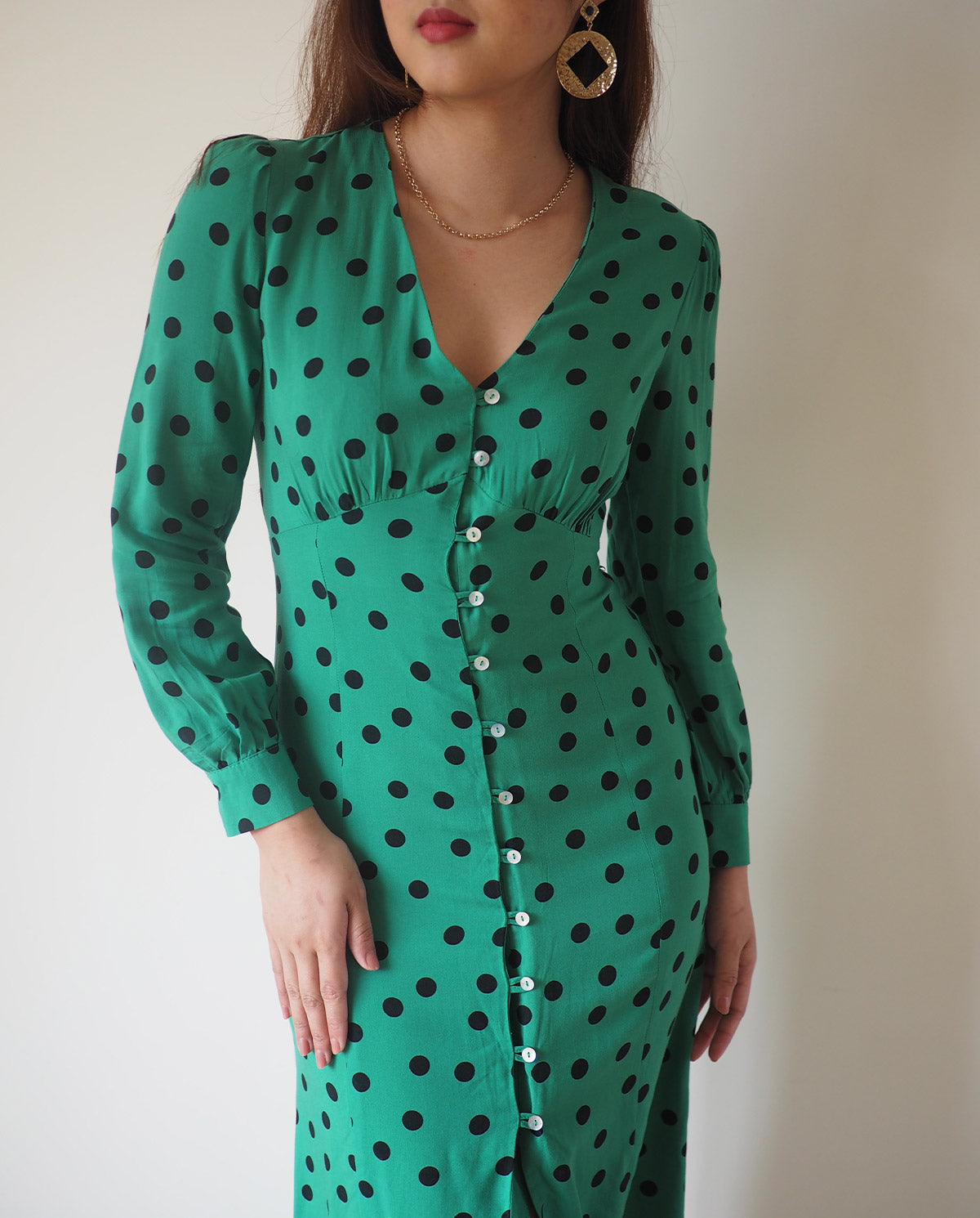 Green Polka A-Line Dress