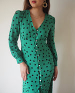 Load image into Gallery viewer, Green Polka A-Line Dress
