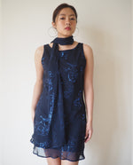 Load image into Gallery viewer, Navy Glitter Mini Dress with Matching Scarf
