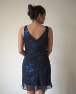 Load image into Gallery viewer, Navy Glitter Mini Dress with Matching Scarf
