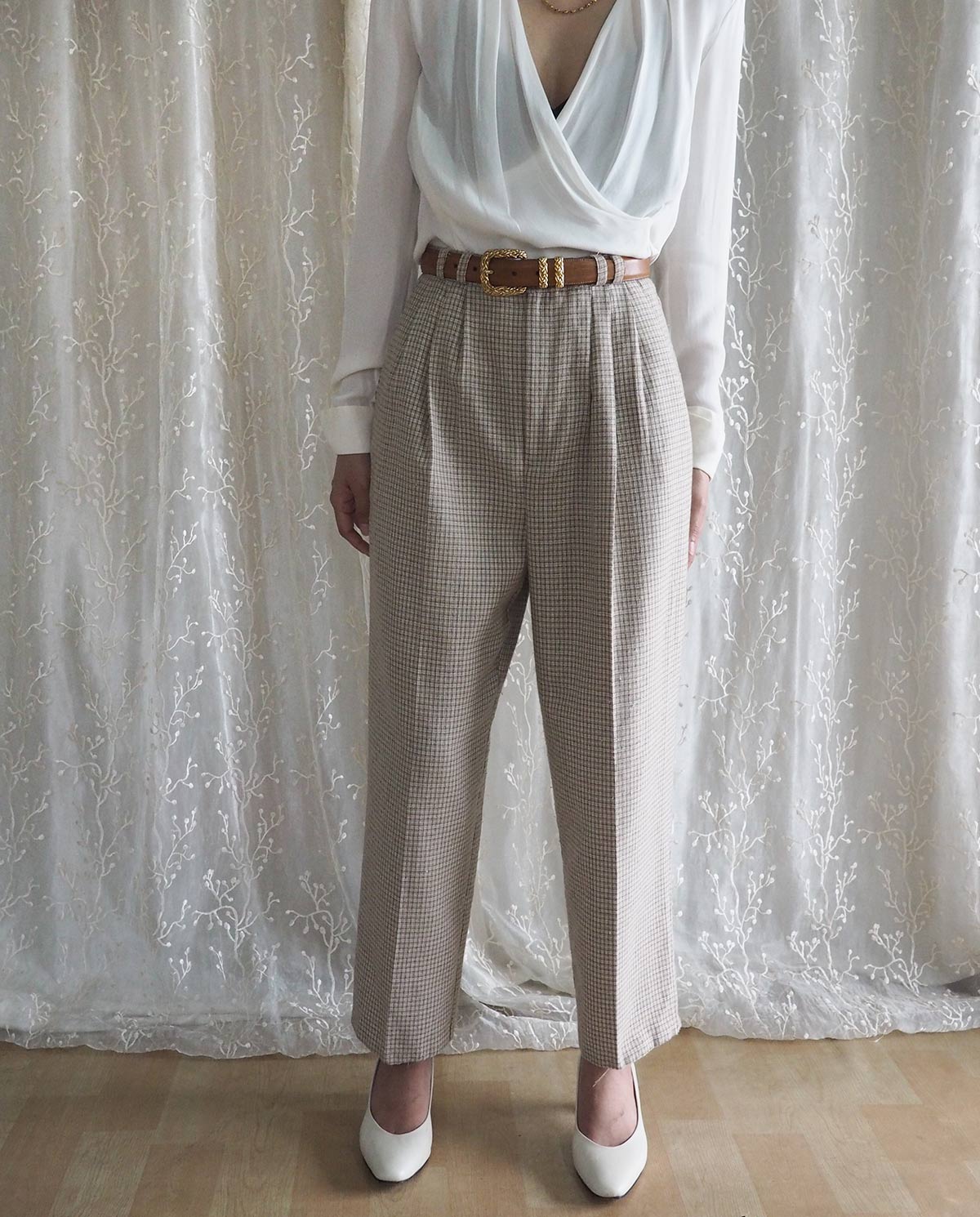 Tan-Checkered-High-Waist-Pegged-Trousers1