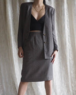 Load image into Gallery viewer, Vintage-Brown-Collarless-Blazer-and-Skirt-Suit 1
