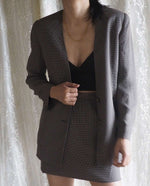 Load image into Gallery viewer, Vintage-Brown-Collarless-Blazer-and-Skirt-Suit 2
