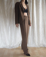 Load image into Gallery viewer, Vintage Brown Linen Blazer and Pant Suit
