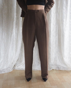 Vintage Brown Linen Blazer and Pant Suit