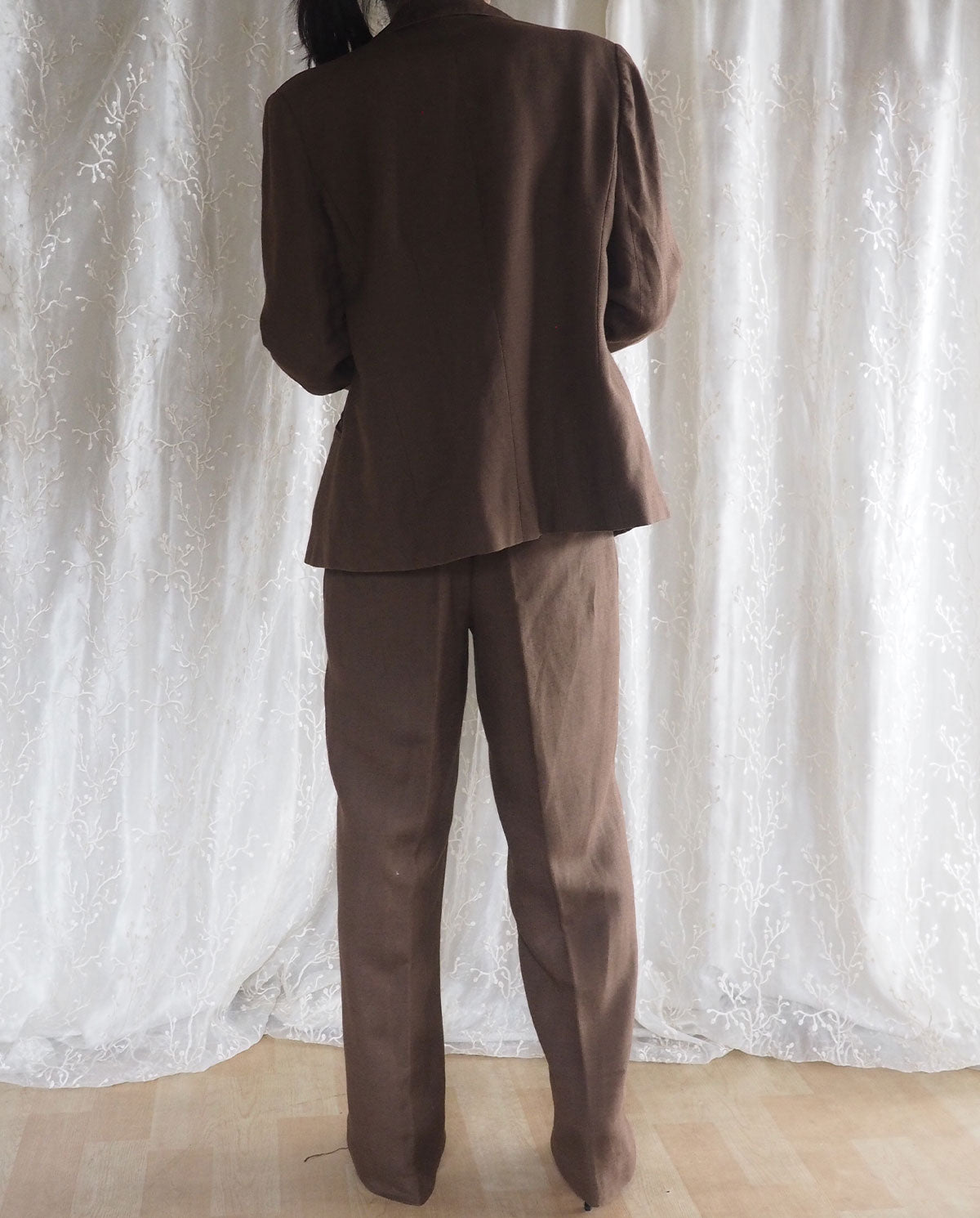 Vintage Brown Linen Blazer and Pant Suit