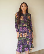 Load image into Gallery viewer, Vintage Purple Floral Midi Dress
