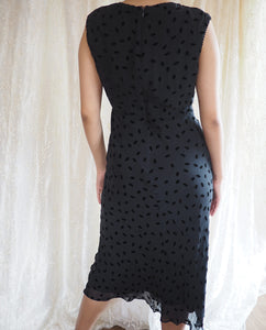 Black Flowy Silk Midi Dress