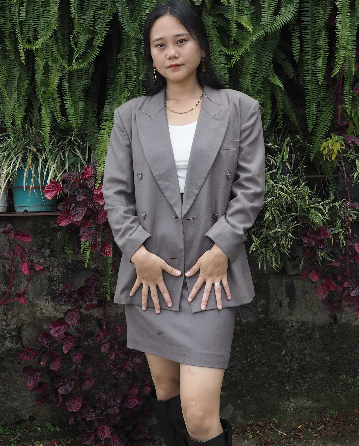 Brown 3-Piece Skirt Suit