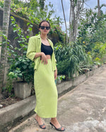 Load image into Gallery viewer, Vintage Lime Green Blazer and Midi Skirt Suit
