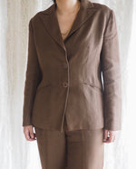 Load image into Gallery viewer, Vintage Brown Linen Blazer and Pant Suit
