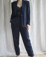 Load image into Gallery viewer, Vintage-Navy-Blazer-and-Pant-Suit
